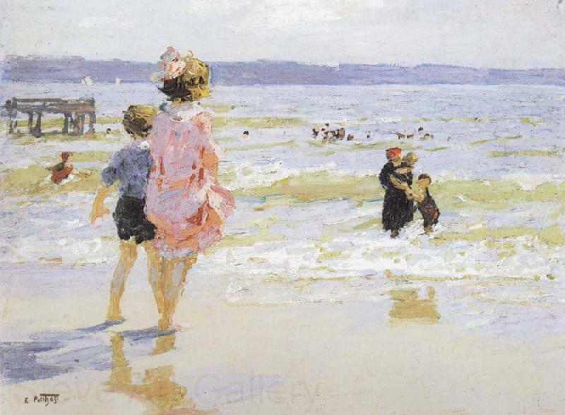 Edward Henry Potthast Prints At the Seashore France oil painting art